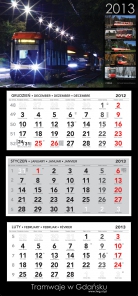 Kalendarz tr�jdzielny Gda�skie Tramwaje 2013